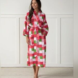 Printfresh Buffalo Plaid Cotton Robe in Mulled Wine